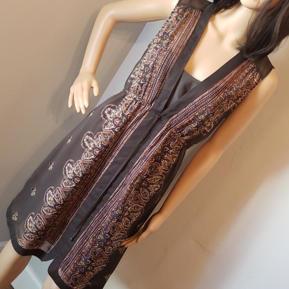 EUC Brown Boho Merona Dress & Slip